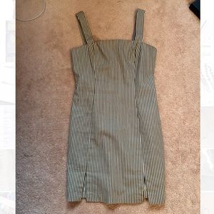 Green and white striped dress